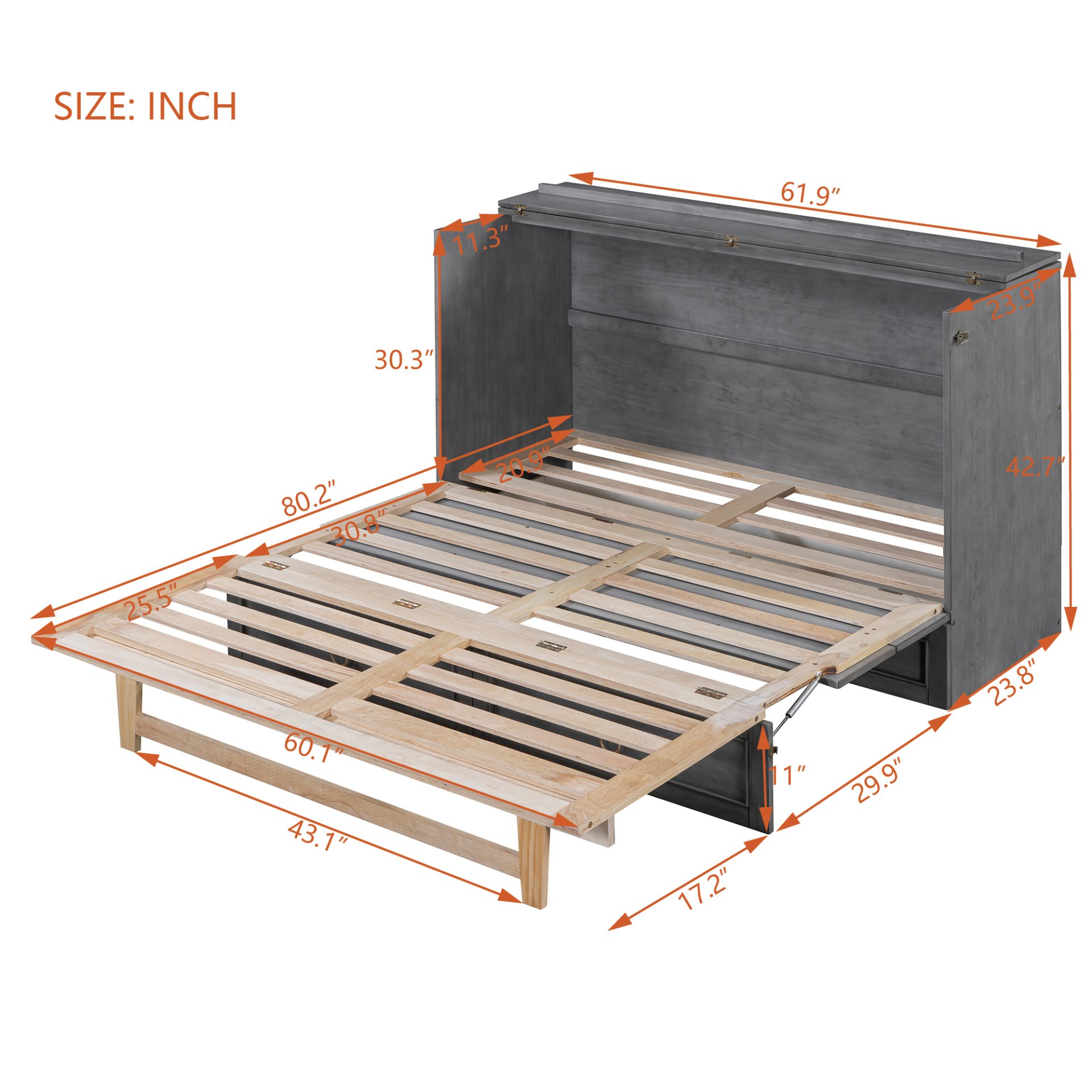 Queen Murphy Elegant Bed With Spacious Drawers - Gray - Image 3