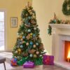 7' Noble Hinged Christmas Tree With 500 Multilights - Green - Image 2