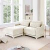 Elegant 2 Seater Sofa With Ottoman Lumbar Pillows Ergonomic Design Chenille Wood Frame - Beige - Image 4