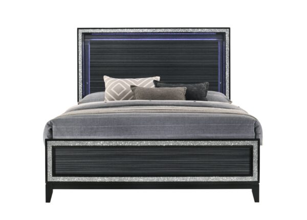 Haiden - Queen Bed With LED - Weathered Black