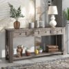 Hearth & Haven Clara - Console Table With Storage Drawers And Bottom Shelf Wash - Gray Wash - Image 3