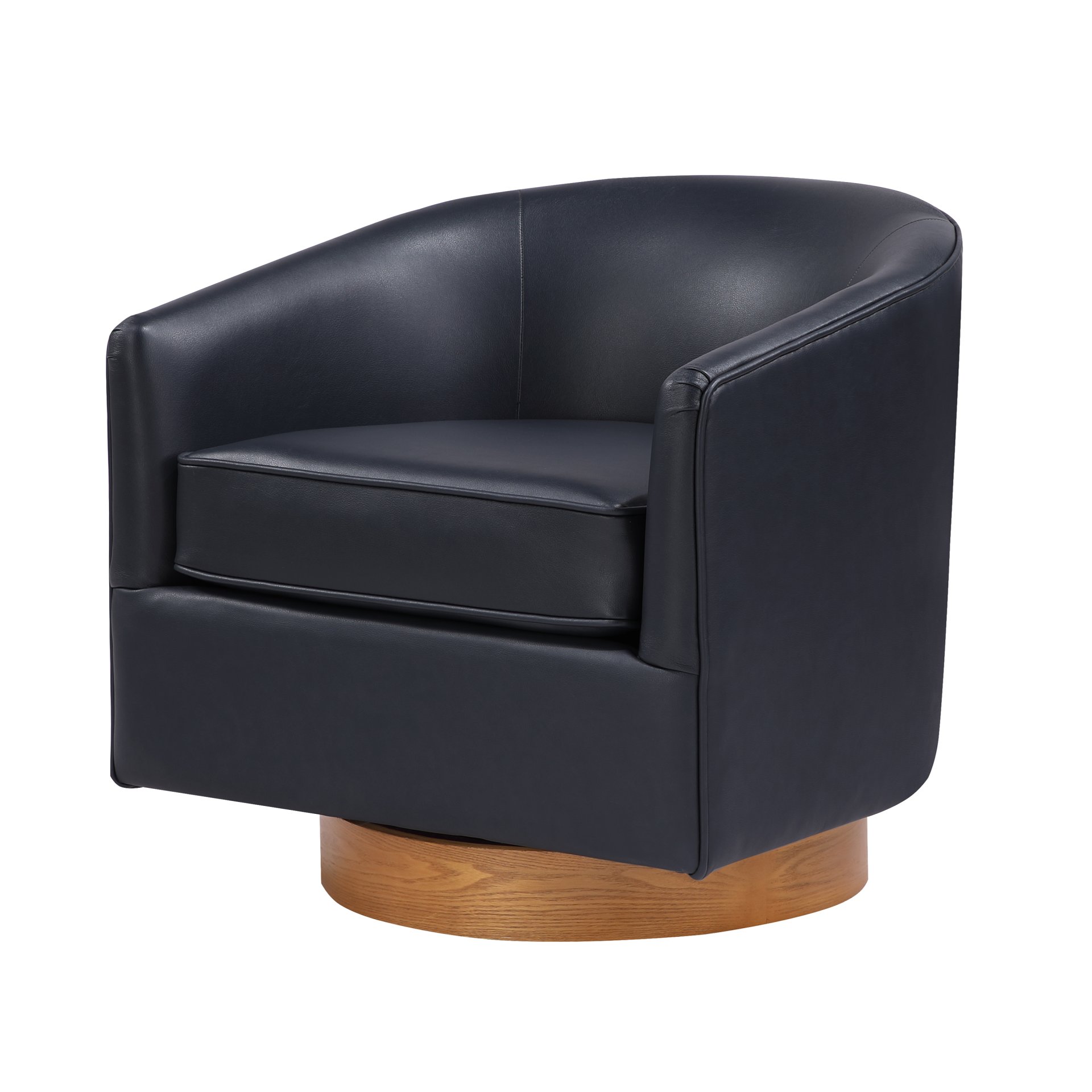 Maisy - Barrel Swivel Chair With Wooden Base - Blue - Image 14