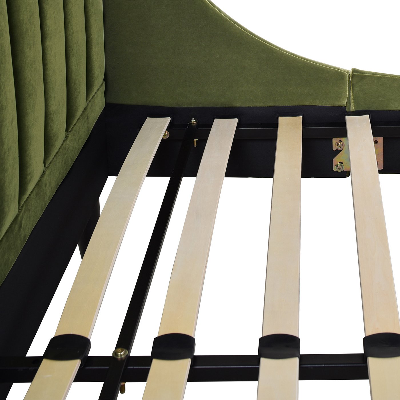 Aspen - Queen Vertical Tufted Modern Headboard Platform Bed Set - Olive Green - Image 11