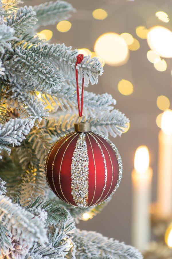 Christmas Ball Ornaments, Glass Decorative Hanging Ball Christmas Tree Ornaments For Holiday Decorations (Set of 6) - Red
