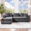 Modern L Shaped Sectional Sofa With Storage Chenille, Upholstered Couch - Gray - Image 3