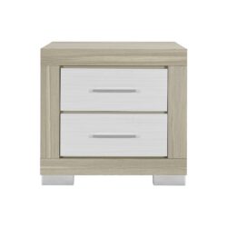 Elsa - Nightstand With Spacious Drawers And Block Legs - Natural / White