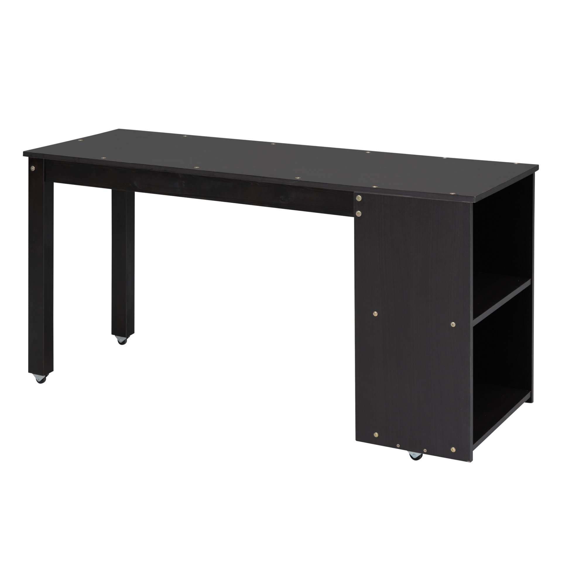 Full Size Loft Bed With Retractable Writing Desk And 3 Drawers With Storage Stairs And Shelves - Espresso - Image 16