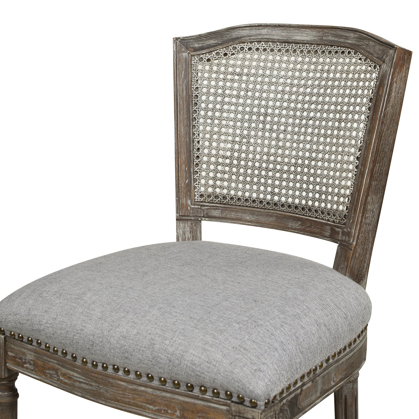 Triomphe - Rattan Wicker High Back Armless Counter Bar Stool - Heathered Gray - Image 5