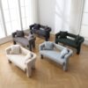 Modern Loveseat Sofa, Comfy Upholstered 2 Seater Sofa, Small Loveseat Accent Couch For Leisure Areas - Gray - Image 2