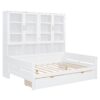 Full Size Daybed With Glass Door Storage Cabinets, Built In LED Lighting And Shelves - White - Image 5