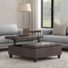Harrison - Large Square Coffee Table Storage Ottoman - Distressed Brown - Image 5