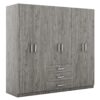 6 Doors Wardrobe Storage For Bedroom, With Big Drawers - Gray - Image 5