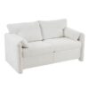 Modern Loveseat Sofa 2 Seater Plush Chenille Fabric Couch With High Density Foam Cushions - Ivory White - Image 13