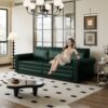 Pull Out Sofa Bed, 3 In 1 Convertible Sleeper Sofa With Nailhead Trim & Rolled Arm, Multi Functional Sofa Bed For Living Room, Bedroom, Apartment, Office - Green - Image 2