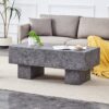 Modern Simple Texture Coffee Table With Spacious Top And Sturdy Legs - Gray - Image 4