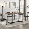 Modern Industrial Rectangle Dining Table - Rustic Oak - Image 4