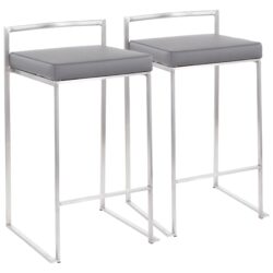 Fuji - Contemporary Stackable Counter Stool (Set of 2) - Gray