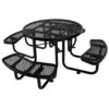 Round Outdoor Steel Picnic Table, With Umbrella Pole - Black - Image 3