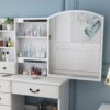 Fashion Vanity Desk With Mirror And Adjustable Lighting, 6 Drawers, 3 Color Light Modes - White - Image 4