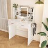 Elegant LED Mirror Vanity Dressing Table With Adjustable Lights, Drawers & Storage - White - Image 7