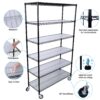 6 Tier 6000Lbs Capacity Nsf Metal Shelf Wire Shelving Unit, Heavy Duty Adjustable Storage Rack With Wheels & Shelf Liners For Commercial Grade Utility Steel Storage Rack - Black - Image 10