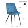 Modern Velvet Dining Chair Set Fabric Upholstery, Metal Legs (Set of 4) - Blue / Black - Image 3