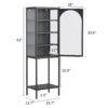 Metal Glass Door Display Storage Cabinet, 5 Tier Cube Bookshelf Storage Cabinet With 3 Adjustable Shelves For Kitchen, Dining Room, Living Room, Bathroom, Home Office - Black - Image 3