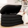 Fuji - Upholstered Oval Storage Bench - Ebony Black - Image 11