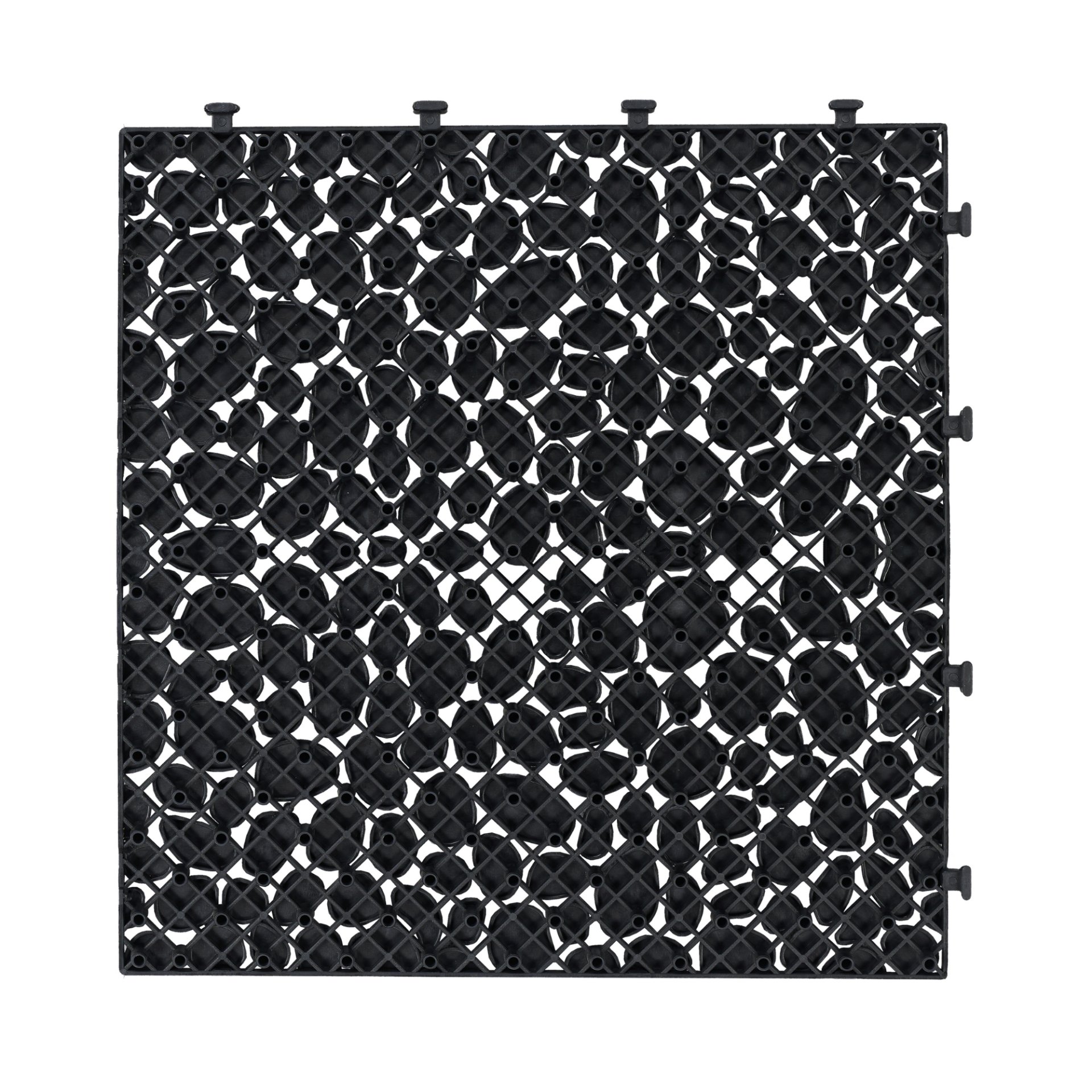 Interlocking Deck Tiles Plastic Waterproof Outdoor All Weather Anti-Slip Bathroom Shower Balcony Porch Strong Weight Capacity Upto 440 Lbs, Pebble Stone Pattern Pack Of 12 - Black - Image 13