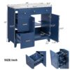 36" Bathroom Vanity With Sink, Soft Close Doors, Adjustable Shelves - Blue - Image 3