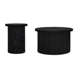 Coffee Table (Set of 2), Round Coffee Table, Modern Side Tables Accent End Table For Living Room - Black