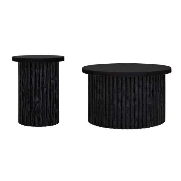 Coffee Table (Set of 2), Round Coffee Table, Modern Side Tables Accent End Table For Living Room - Black