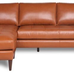 Mid-Century Tufted Leather Sectional With Reversible Chaise - Cognac