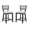 Counter Stools (Set of 2), Upholstered Counter Height Bar Stools With Comfy Back, Solid Rubber Wood Frame, Backrest, Footrest, Armless Barstools For Home Bar, Kitchen Counter - Beige / Black - Image 7