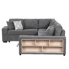 U-Shaped Sectional Sofa Pull-Out Sofa Bed With Two USB Ports, A Storage Chaise Lounge And Four Back Pillows For Living Room - Gray - Image 18