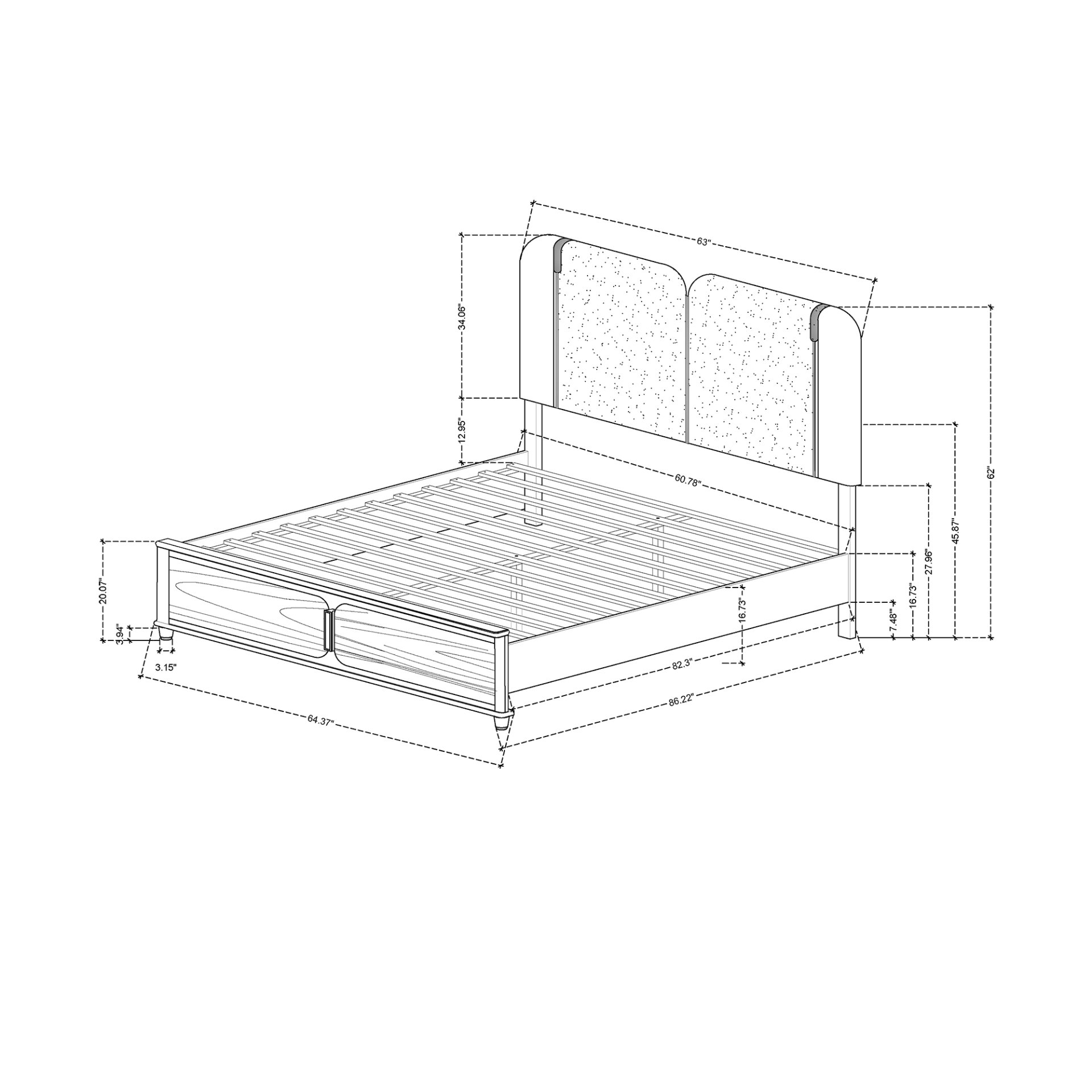 Brenda - 5 Piece Queen Bedroom Set With LED Lighting And Upholstery - Gray - Image 3