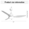 Modern Ceiling Fan With 22W Led Light, 3 ABS Fan Blades Dc Motor Ceiling Fan For Indoor - White - Image 3