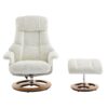Recliner Chair With Ottoman Modern 360° Swivel Lounge Chair With Footstool 5 Point Vibration Massage Seat Heating & 140° Adjustable Backrest - White - Image 15