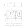 Undermount Double Bowl Kitchen Sink 60 / 40 16 Gauge, 9" Depth - Brushed Nickel - Image 3