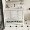 37" Bathroom Vanity, Multi Functional Cabinet With Doors And Drawers, Frame, Single Faucet Hole - White - Image 2