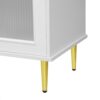 Modern TV Stand, TV Cabinet With 5 Metal Legs And Metal Handles, 2 Drawers And 2 Cabinets With Fluted Glass Doors For Living Room, Up To 80" - White - Image 16
