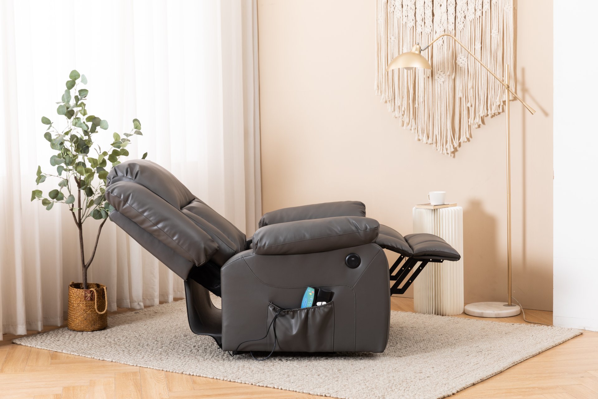 Electric Power Massage Recliner Chair - Dark Gray - Image 10