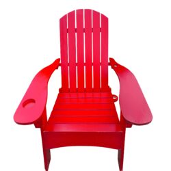 Outdoor Or Indoor Adirondack Chair With An Hole To Hold Umbrella On The Arm - Red