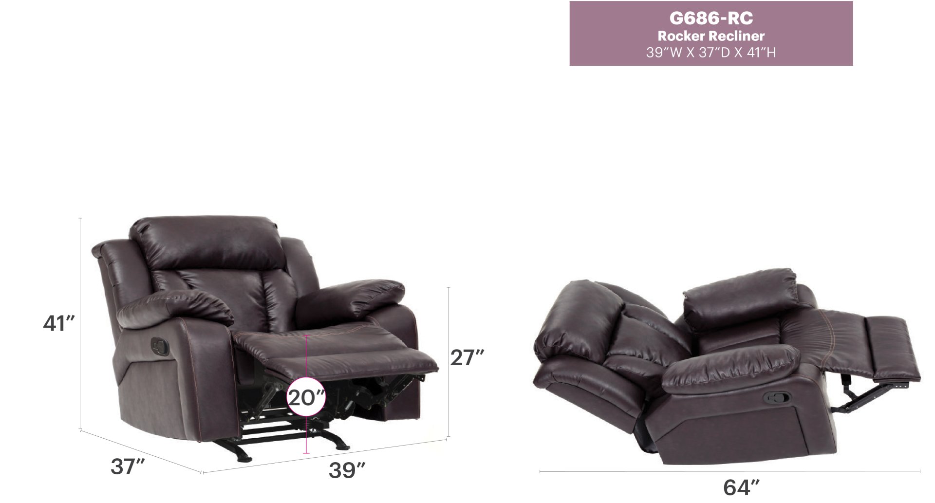 Daria - Rocker Recliner - Dark Brown - Image 5