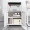 Metal Printer Stand With Storage Mobile Printer Tables For Small Spaces With Door Adjustable Shelf File Cabinet On Wheels For Home Office - White - Image 11