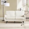 Mid Century Modern Loveseat Sofa With USB, Removable Pillow Cover - Beige - Image 4