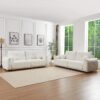 Lamb's Wool 2 Seater Cushion Sofa Comfortable Sofa For Living Room Bedroom And Other Casual Spaces Lamb's Wool Sofa With 2 Cushions And 2 Ball Pillows (Set of 2) - Beige - Image 4