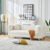 3 And 2 Seater Deep Seat Sofa With Button Nailhead, Square Arm Couches, Furniture For Living Room - Beige - Image 8