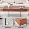 Coffee Table With Tempered Glass Legs.Density Board Sticker, Reinforced Glass Legs - Walnut - Image 8