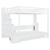 Full Over Full Size Murphy Bed With Hydraulic Lift & Desk Design - White - Image 3